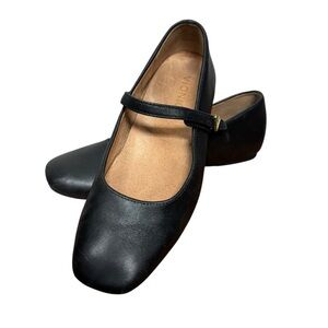 Ecco Alameda Black Leather Mary Jane Ballet Flat, Comfort Basics, 6N